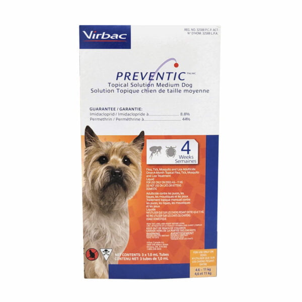 Virbac Preventic - Traitement contre les puces, tiques et moustiques - Chien entre 4,6 et 11 kg